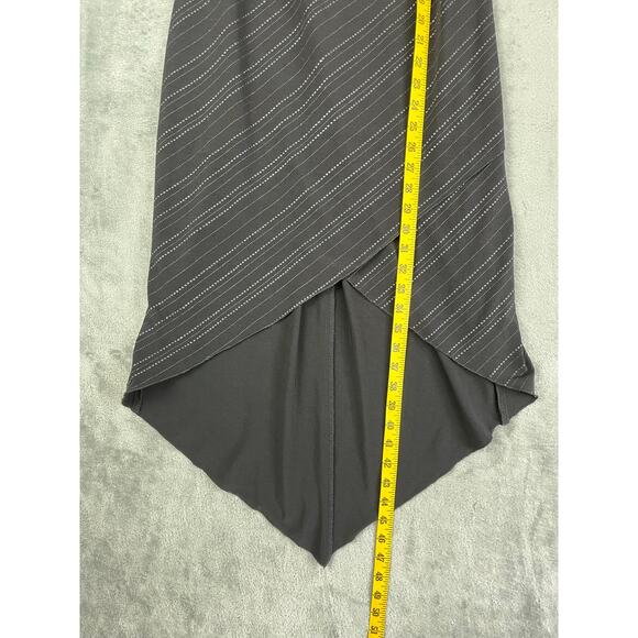 Vintage 90s Y2K City Triangles Stretchy Black Midi Dress Large Tulip Hem Goth - Picture 12 of 16